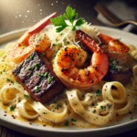 Blackened Steak & Shrimp Alfredo