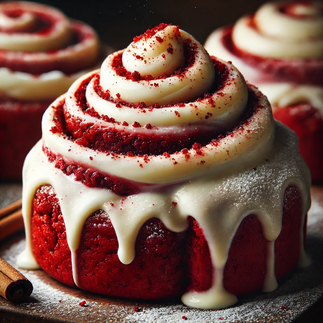 Red Velvet Cinnamon Rolls with Cream Cheese Frosting