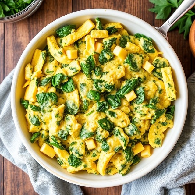 Cheesy Spinach and Egg Scramble