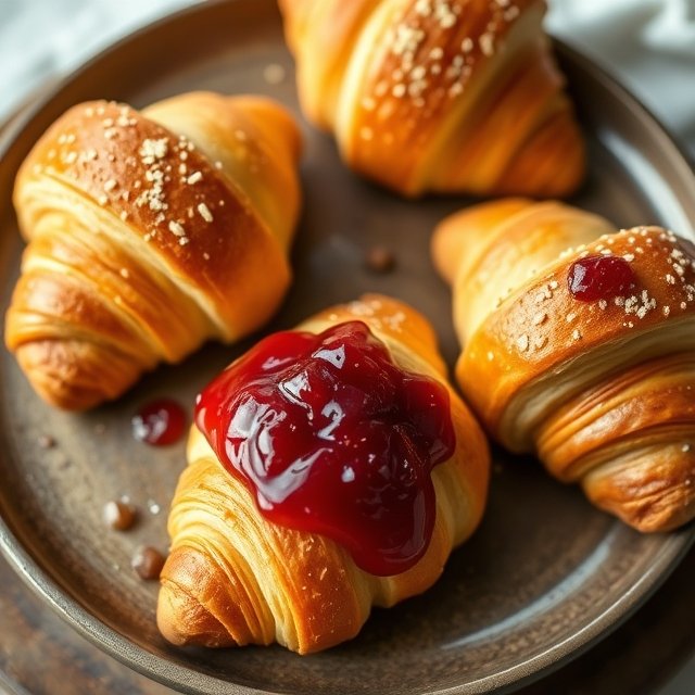 French Croissants with Homemade Jam