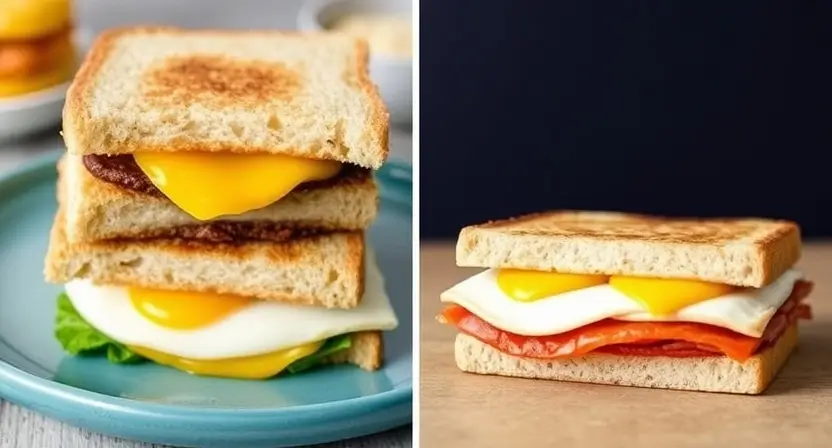 A variety of breakfast sandwiches including classic egg and cheese, avocado toast, and smoked salmon on bagels.