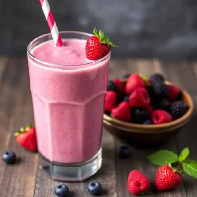 Berry Protein Milkshake for Weight Gain