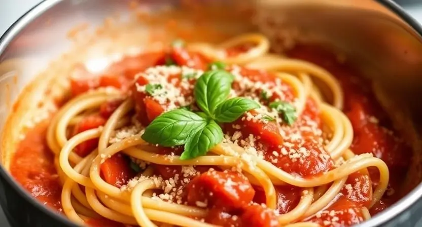 Assortment of pasta sauces including Ragu Spaghetti Sauce and Sambal Oelek Chili Paste with fresh herbs.