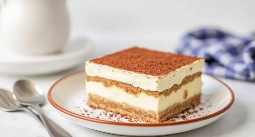 Delicious eggless tiramisu dessert with layers of coffee-soaked sponge and cocoa powder.