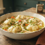 bowl filled with Old-Fashioned Chicken and Dumplings