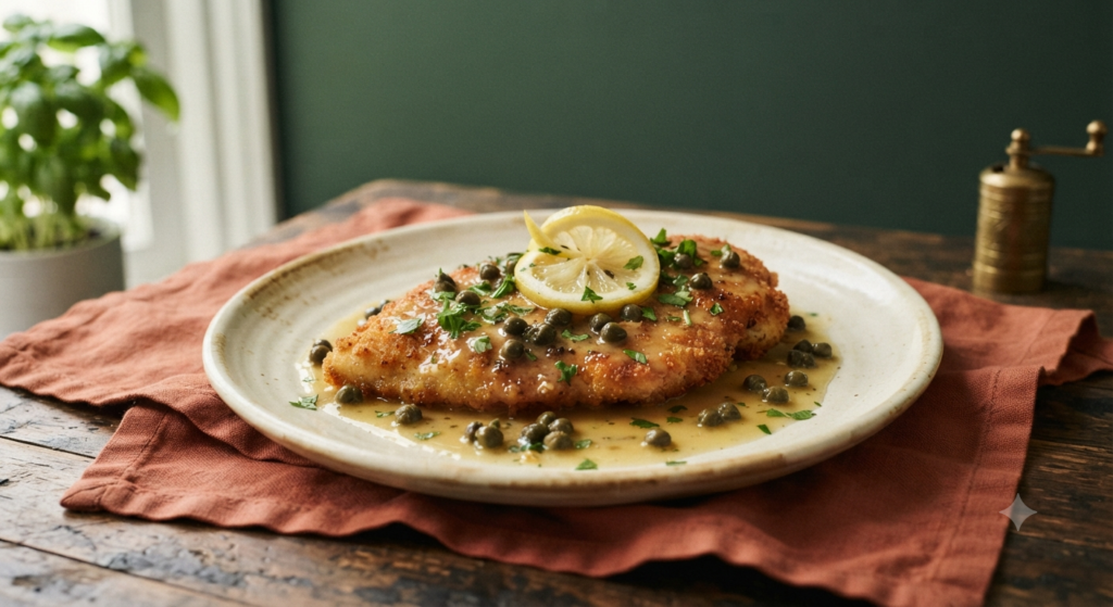 easy chicken piccata on a cream