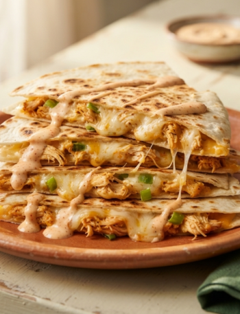 golden-brown cheesy chicken quesadillas