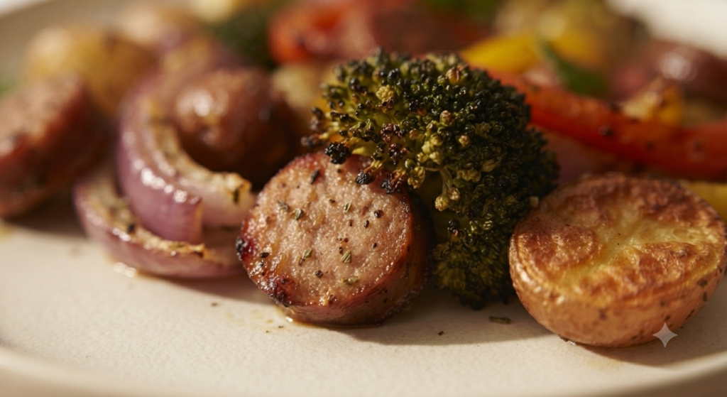 juicy slice of chicken sausage