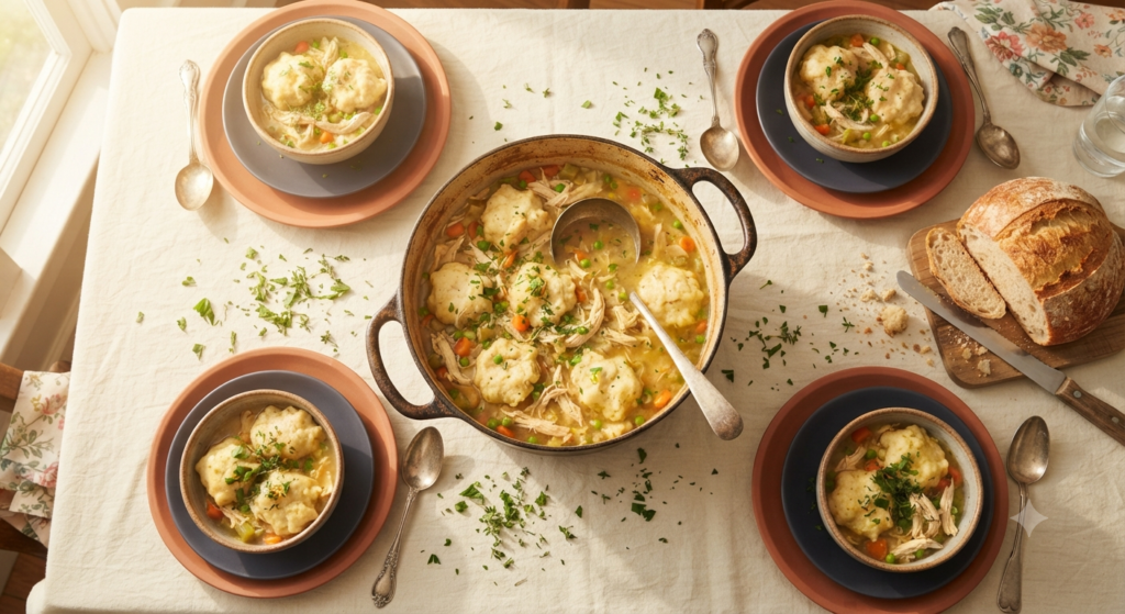 pot of Chicken and Dumplings